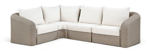 Meridian Furniture Seacrest Modular Outdoor Sectional with Wicker Weave and Olefin Cushions for Patio 55002Cream-Sec4B