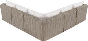 Meridian Furniture Seacrest Five Piece Modular Outdoor Sectional Wicker Aluminum Frame Olefin Cushions 55002Cream-Sec5A