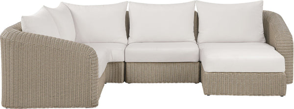 Meridian Furniture Seacrest Outdoor Modular Sectional Wicker Aluminum Frame Uv Resistant Olefin Cushions 55002Cream-Sec5B