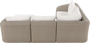 Meridian Furniture Seacrest Outdoor Modular Sectional Wicker Aluminum Frame Uv Resistant Olefin Cushions 55002Cream-Sec5B