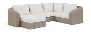 Meridian Furniture Seacrest 5 Piece Outdoor Modular Sectional Wicker Aluminum Frame Olefin Cushions 55002Cream-Sec5C
