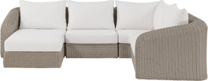 Meridian Furniture Seacrest 5 Piece Outdoor Modular Sectional Wicker Aluminum Frame Olefin Cushions 55002Cream-Sec5C