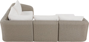 Meridian Furniture Seacrest 5 Piece Outdoor Modular Sectional Wicker Aluminum Frame Olefin Cushions 55002Cream-Sec5C