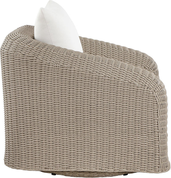 Meridian Furniture Seacrest Wicker Outdoor Swivel Patio Chair with Rust Resistant Frame and Water Cushion Cream 55002Cream-Swivel