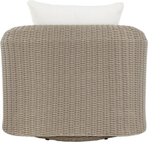 Meridian Furniture Seacrest Wicker Outdoor Swivel Patio Chair with Rust Resistant Frame and Water Cushion Cream 55002Cream-Swivel