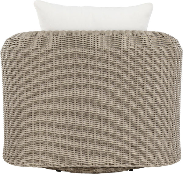 Meridian Furniture Seacrest Wicker Outdoor Swivel Patio Chair with Rust Resistant Frame and Water Cushion Cream 55002Cream-Swivel