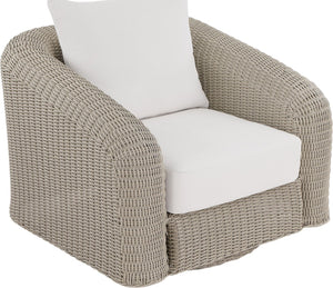 Meridian Furniture Seacrest Wicker Outdoor Swivel Patio Chair with Rust Resistant Frame and Water Cushion Cream 55002Cream-Swivel