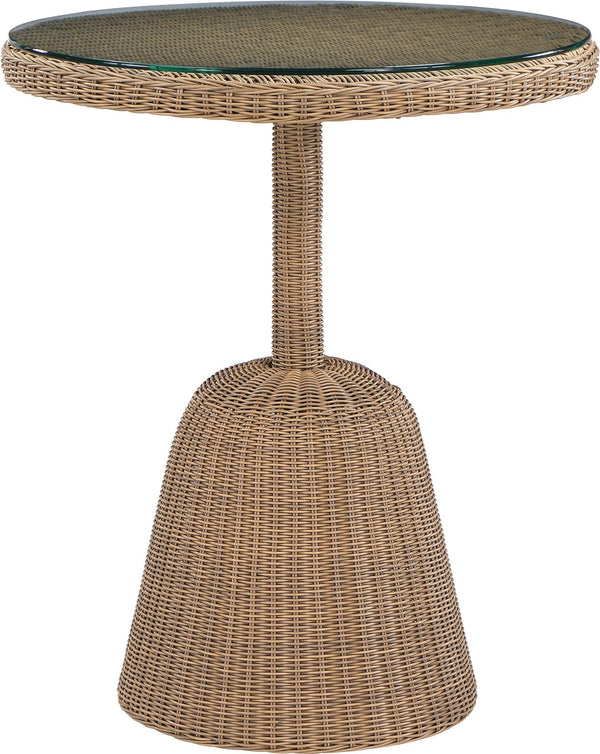 Meridian Furniture Seacrest Round Wicker Outdoor Counter Height Table with Tempered Glass Top for Patio Dining Natural 55003-BT36