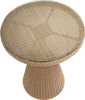 Meridian Furniture Seacrest Round Wicker Outdoor Counter Height Table with Tempered Glass Top for Patio Dining Natural 55003-BT36