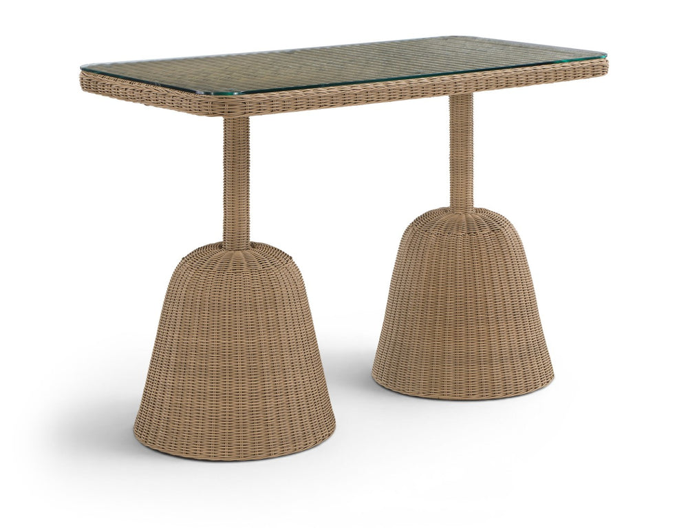 Meridian Furniture Seacrest Outdoor Bar Height Wicker Patio Table with Tempered Glass Top for Deck or Backyard Natural 55003-BT60