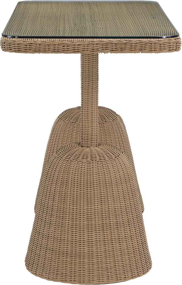 Meridian Furniture Seacrest Outdoor Bar Height Wicker Patio Table with Tempered Glass Top for Deck or Backyard Natural 55003-BT60