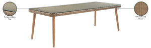 Meridian Furniture Seacrest Wicker Outdoor Patio Dining Table with Tempered Glass Top for Stylish Al Fresco Meals Natural 55003-DT96