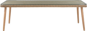 Meridian Furniture Seacrest Wicker Outdoor Patio Dining Table with Tempered Glass Top for Stylish Al Fresco Meals Natural 55003-DT96