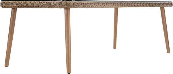 Meridian Furniture Seacrest Wicker Outdoor Patio Dining Table with Tempered Glass Top for Stylish Al Fresco Meals Natural 55003-DT96