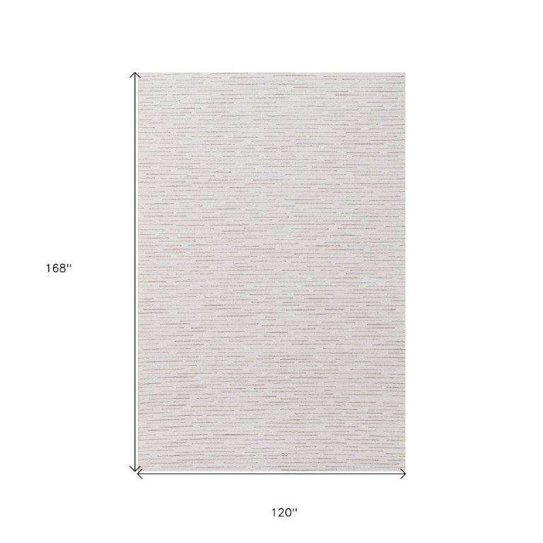 Hand Tufted Wool Striped Area Rug Neutral Plush Cut Pile Accent for Living Room or Bedroom