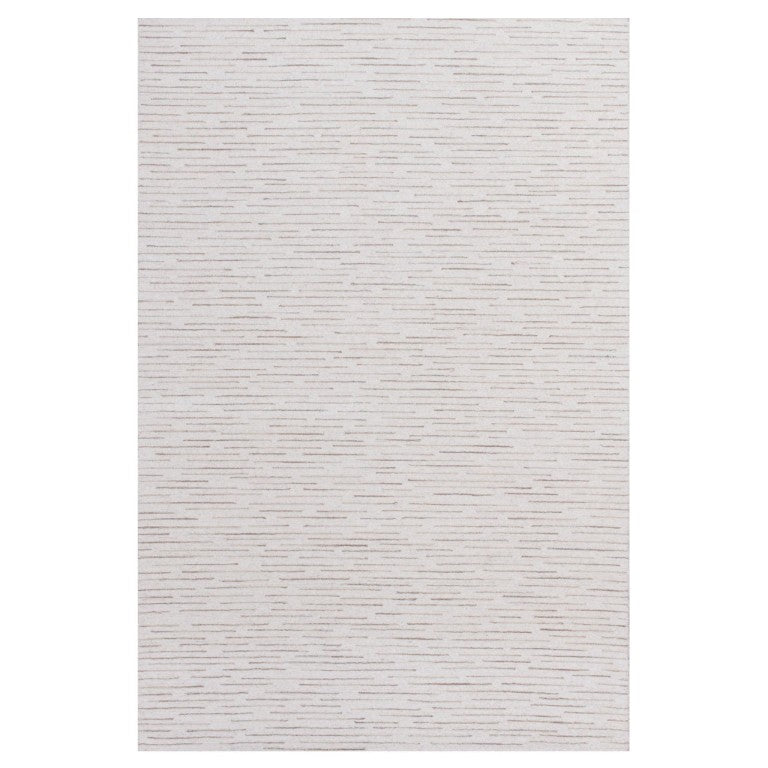 Hand Tufted Wool Striped Area Rug Neutral Plush Cut Pile Accent for Living Room or Bedroom