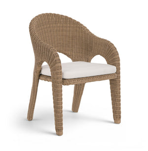 Meridian Furniture Seacrest Outdoor Wicker Dining Chair with Uv Resistant Olefin Cushion for Patio Poolside Use Natural 55003Beige-DC