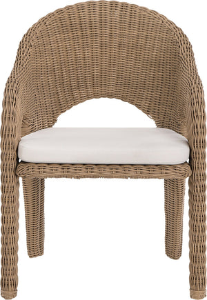 Meridian Furniture Seacrest Outdoor Wicker Dining Chair with Uv Resistant Olefin Cushion for Patio Poolside Use Natural 55003Beige-DC