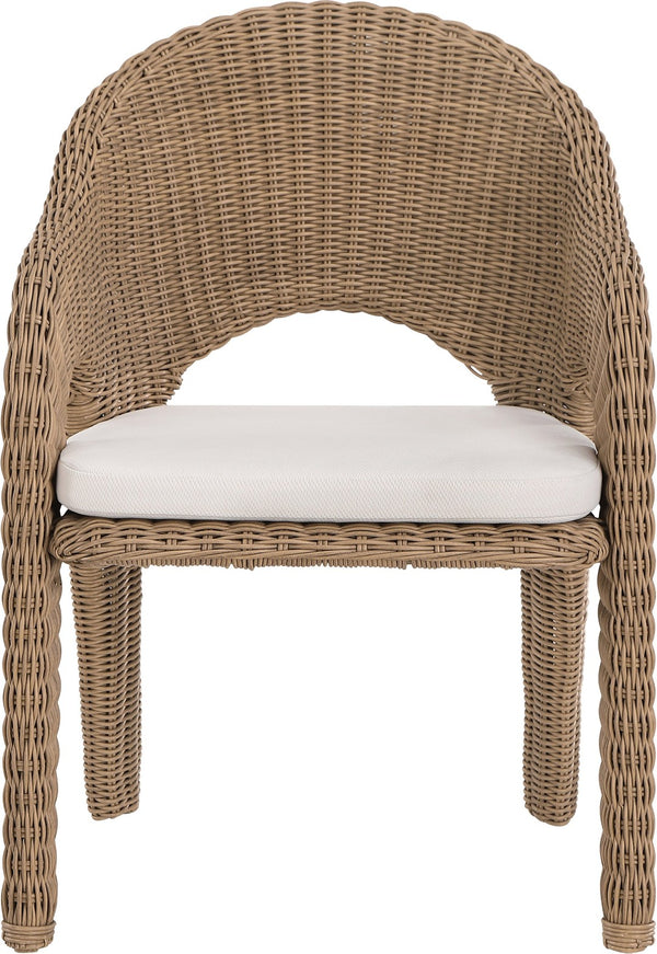 Meridian Furniture Seacrest Outdoor Wicker Dining Chair with Uv Resistant Olefin Cushion for Patio Poolside Use Natural 55003Beige-DC