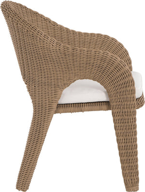 Meridian Furniture Seacrest Outdoor Wicker Dining Chair with Uv Resistant Olefin Cushion for Patio Poolside Use Natural 55003Beige-DC