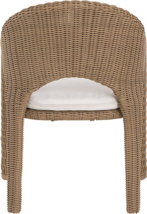 Meridian Furniture Seacrest Outdoor Wicker Dining Chair with Uv Resistant Olefin Cushion for Patio Poolside Use Natural 55003Beige-DC