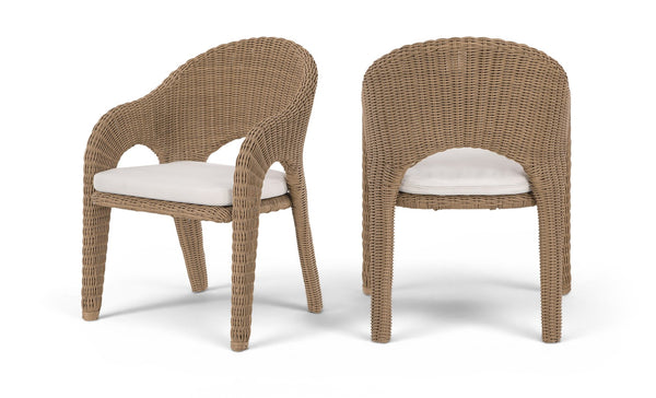 Meridian Furniture Seacrest Outdoor Wicker Dining Chair with Uv Resistant Olefin Cushion for Patio Poolside Use Natural 55003Beige-DC