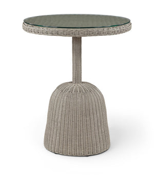 Meridian Furniture Seacrest Round Wicker Outdoor Counter Height Table with Tempered Glass Top for Patio Dining Taupe 55004-BT36