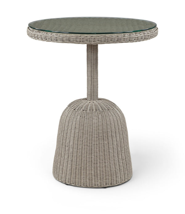 Meridian Furniture Seacrest Round Wicker Outdoor Counter Height Table with Tempered Glass Top for Patio Dining Taupe 55004-BT36