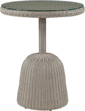 Meridian Furniture Seacrest Round Wicker Outdoor Counter Height Table with Tempered Glass Top for Patio Dining Taupe 55004-BT36