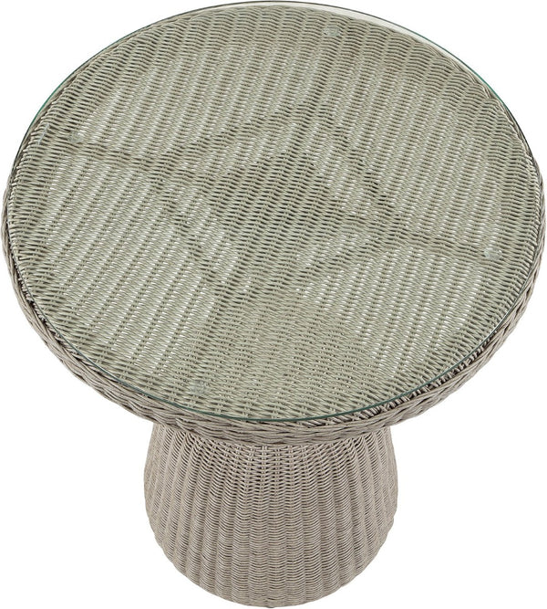 Meridian Furniture Seacrest Round Wicker Outdoor Counter Height Table with Tempered Glass Top for Patio Dining Taupe 55004-BT36