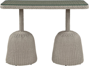 Meridian Furniture Seacrest Outdoor Bar Height Wicker Patio Table with Tempered Glass Top for Deck or Backyard Taupe 55004-BT60