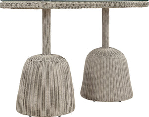 Meridian Furniture Seacrest Outdoor Bar Height Wicker Patio Table with Tempered Glass Top for Deck or Backyard Taupe 55004-BT60