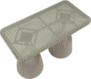 Meridian Furniture Seacrest Outdoor Bar Height Wicker Patio Table with Tempered Glass Top for Deck or Backyard Taupe 55004-BT60