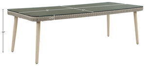 Meridian Furniture Seacrest Wicker Outdoor Patio Dining Table with Tempered Glass Top for Stylish Al Fresco Meals Taupe 55004-DT96