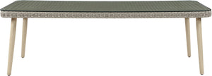 Meridian Furniture Seacrest Wicker Outdoor Patio Dining Table with Tempered Glass Top for Stylish Al Fresco Meals Taupe 55004-DT96