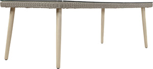 Meridian Furniture Seacrest Wicker Outdoor Patio Dining Table with Tempered Glass Top for Stylish Al Fresco Meals Taupe 55004-DT96