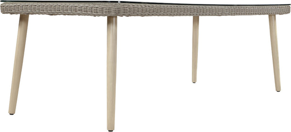 Meridian Furniture Seacrest Wicker Outdoor Patio Dining Table with Tempered Glass Top for Stylish Al Fresco Meals Taupe 55004-DT96