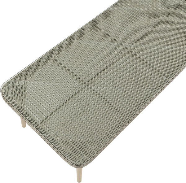 Meridian Furniture Seacrest Wicker Outdoor Patio Dining Table with Tempered Glass Top for Stylish Al Fresco Meals Taupe 55004-DT96