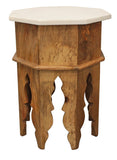 Moti Pillar Octagonal Side Table in Distressed Natural & Ivory 55004006