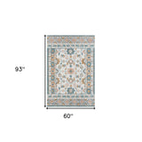 Homeroots 5' X 8' Blue And Ivory Wool Floral Hand Tufted Area Rug Blue,Pink Wool 550040