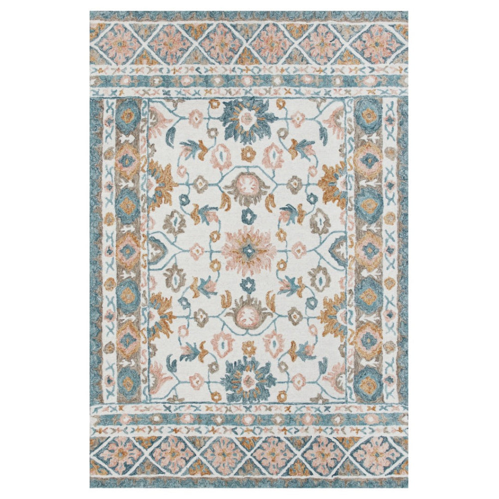 HomeRoots 9' Hand-Tufted Wool Floral Area Rug in Blue and Ivory - Timeless Elegance for Any Space 9' X 12' 550042