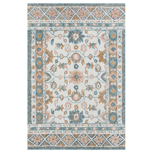 Homeroots 9' X 12' Blue And Ivory Wool Floral Hand Tufted Area Rug Blue,Pink Wool 550042
