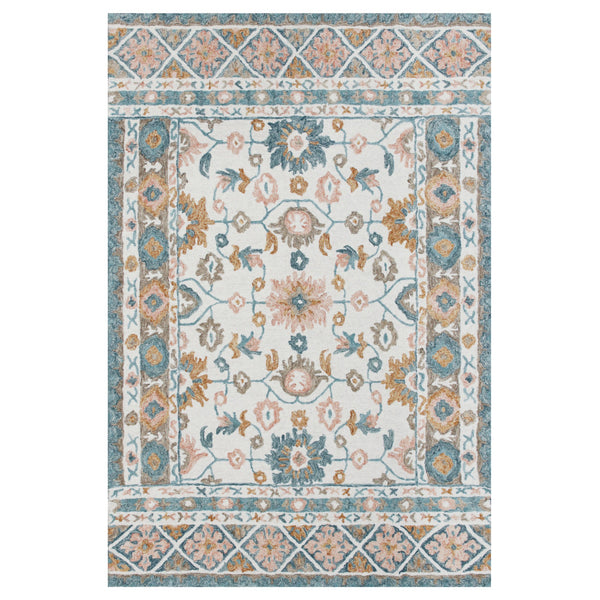 Homeroots 9' X 12' Blue And Ivory Wool Floral Hand Tufted Area Rug Blue,Pink Wool 550042
