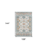 Homeroots 9' X 12' Blue And Ivory Wool Floral Hand Tufted Area Rug Blue,Pink Wool 550042