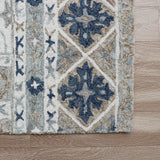 Homeroots 5' X 8' Blue And Ivory Wool Floral Hand Tufted Area Rug Tan,Blue Wool 550043