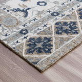 Homeroots 5' X 8' Blue And Ivory Wool Floral Hand Tufted Area Rug Tan,Blue Wool 550043