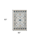 Homeroots 5' X 8' Blue And Ivory Wool Floral Hand Tufted Area Rug Tan,Blue Wool 550043