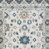 Homeroots 5' X 8' Blue And Ivory Wool Floral Hand Tufted Area Rug Tan,Blue Wool 550043