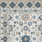 Homeroots 8' X 10' Blue And Ivory Wool Floral Hand Tufted Area Rug Tan,Blue Wool 550044