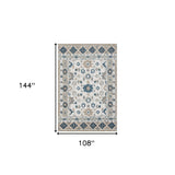 Homeroots 9' X 12' Blue And Ivory Wool Floral Hand Tufted Area Rug Tan,Blue Wool 550045